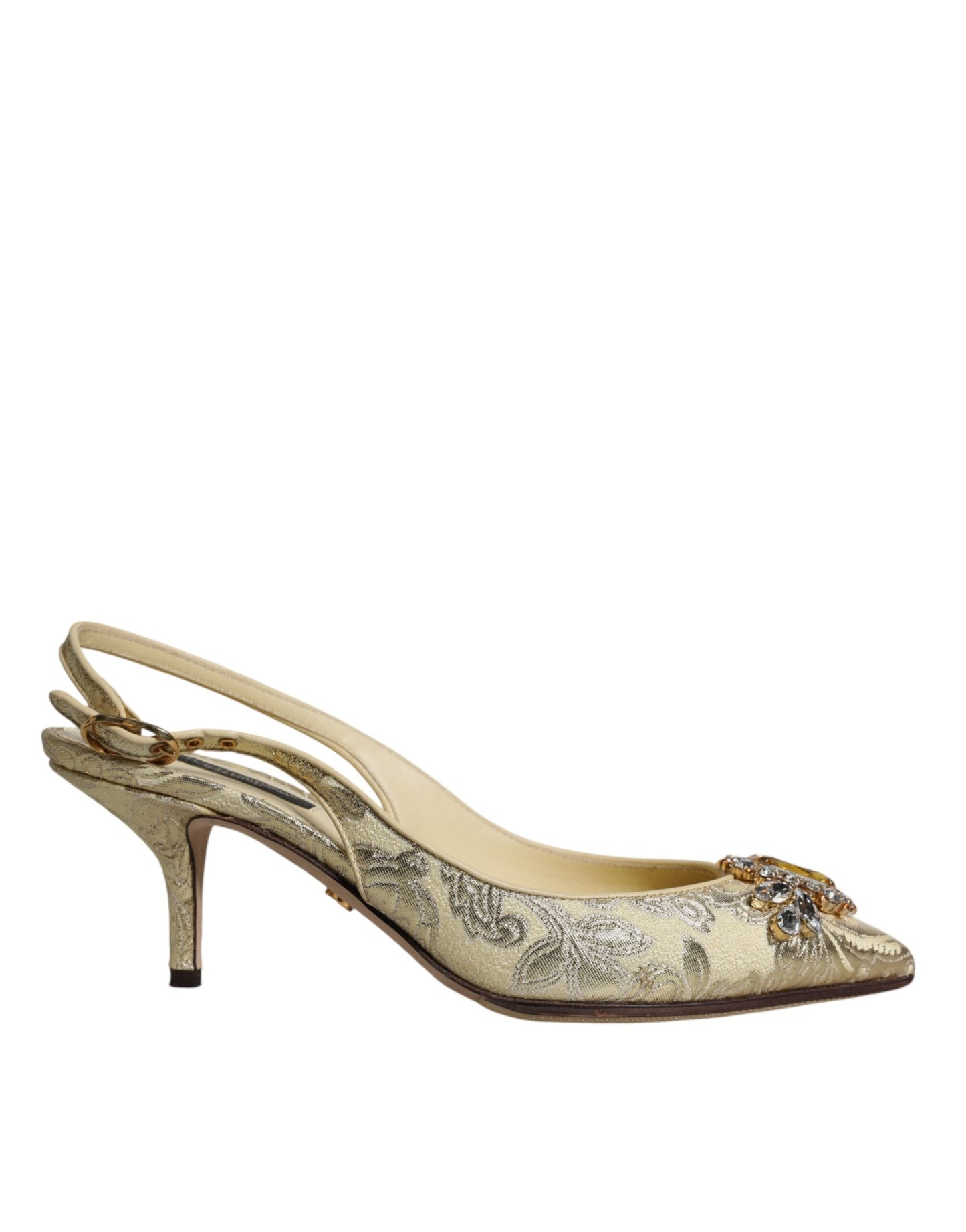 Dolce & Gabbana Gold Crystal Pumps Heels Slingbacks Women's Shoes ()