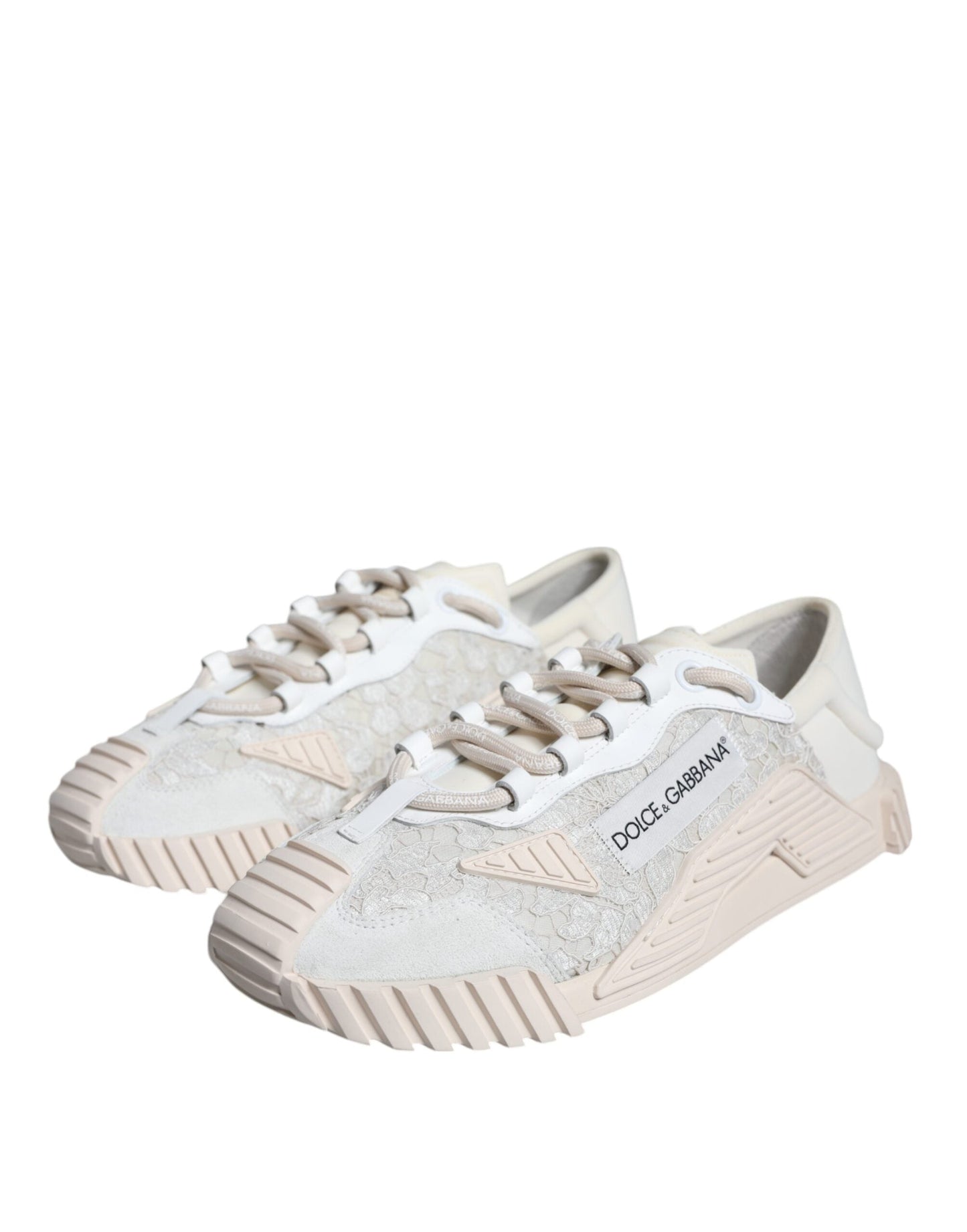 Dolce & Gabbana White Lace NS1 Low Top Sneaker Sports Women's Shoes ()