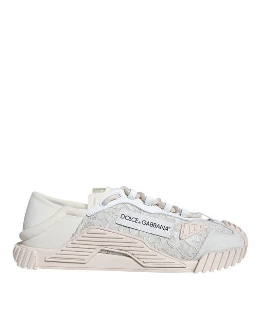 Dolce & Gabbana White Lace NS1 Low Top Sneaker Sports Women's Shoes ()