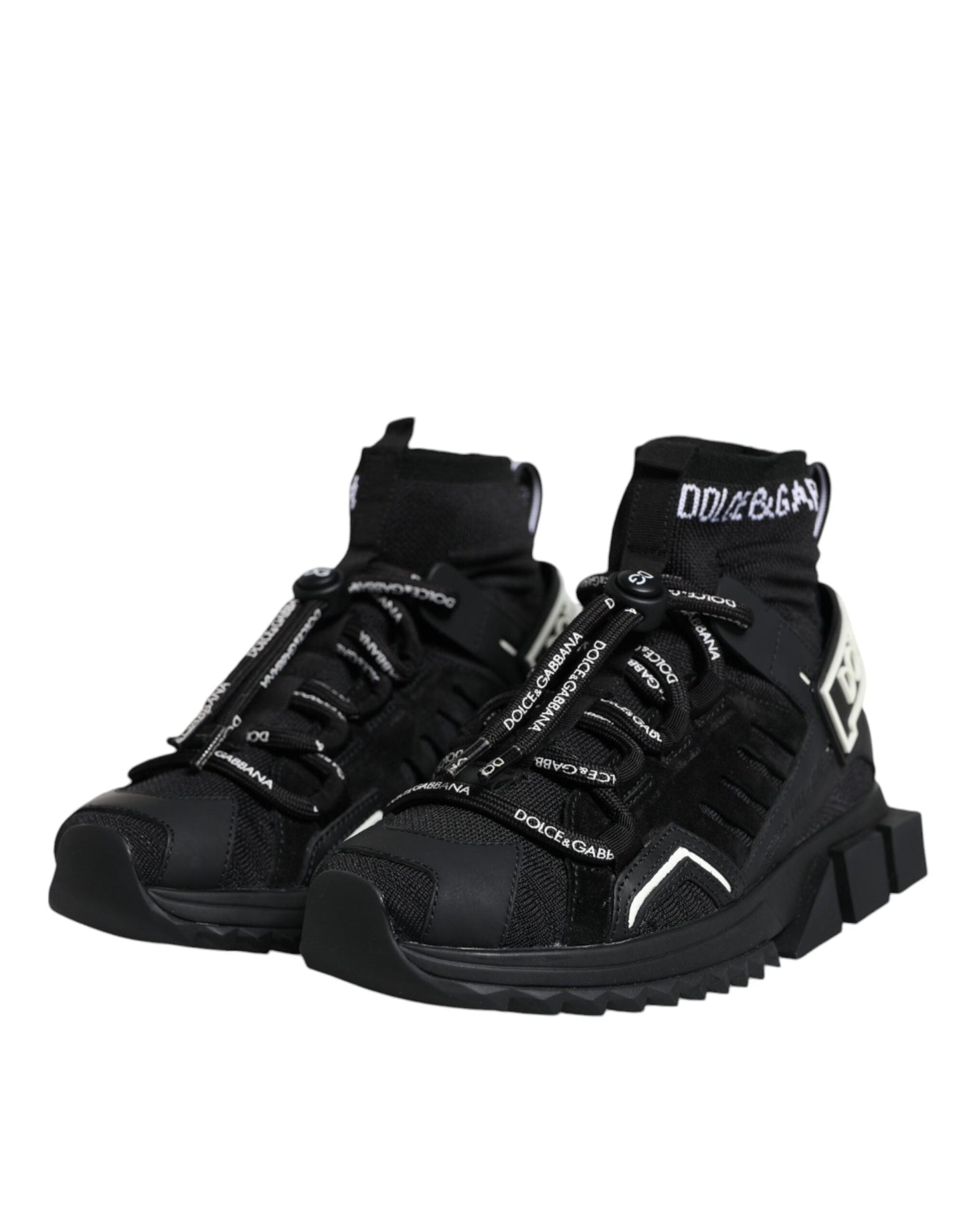 Dolce & Gabbana Black Sorrento Socks Logo Sneakers Women's Shoes