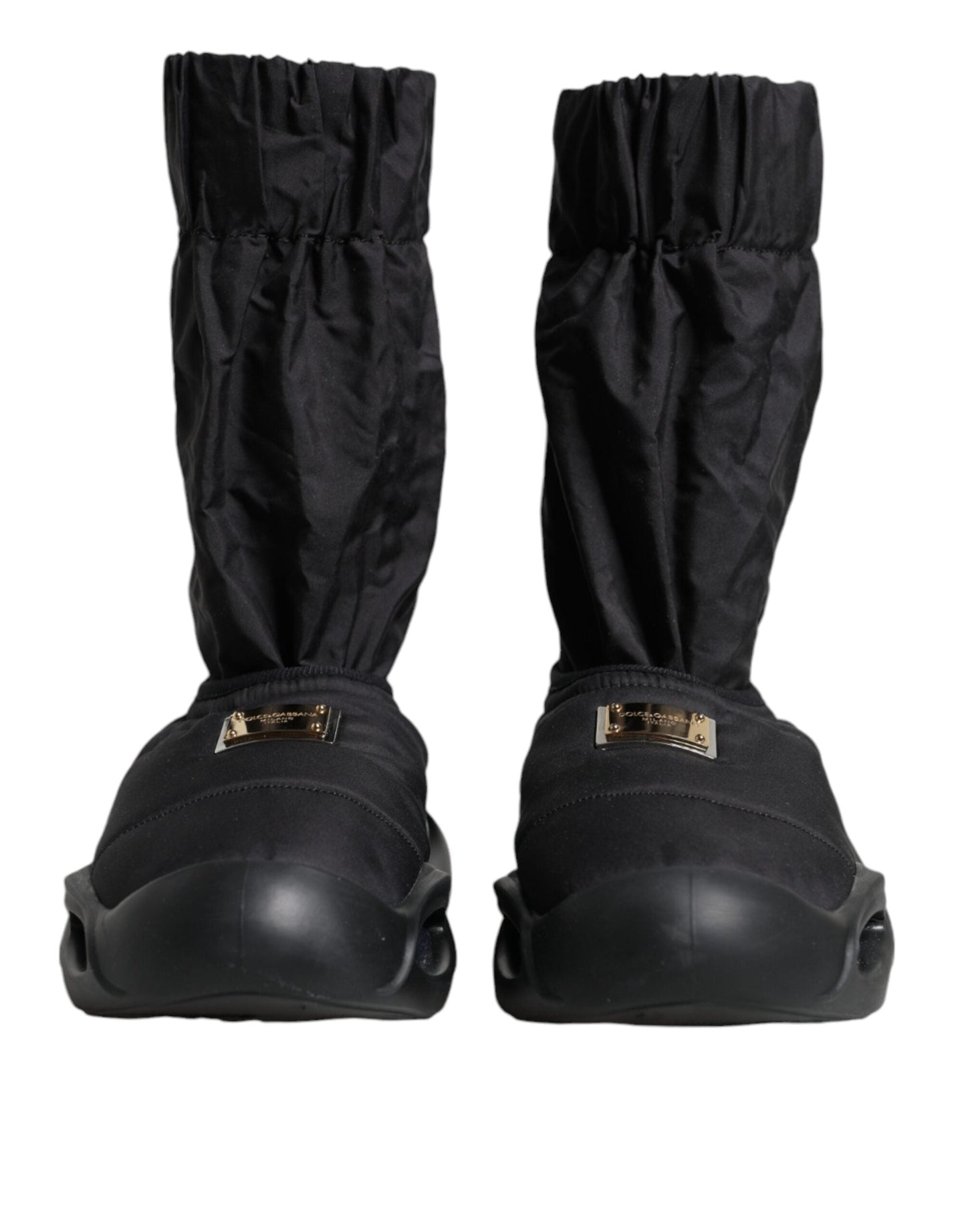 Dolce & Gabbana Black Slip On Wave Socks Sneakers Women's Shoes