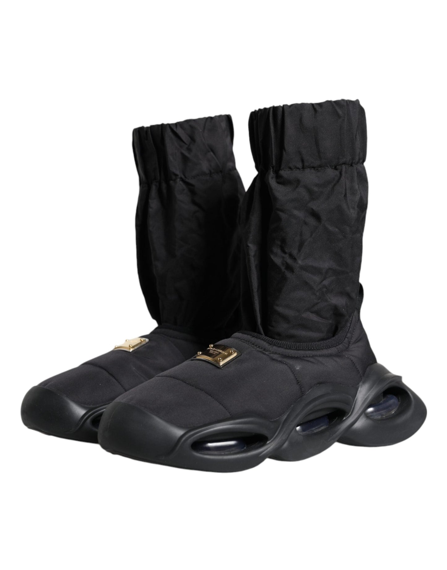 Dolce & Gabbana Black Slip On Wave Socks Sneakers Women's Shoes