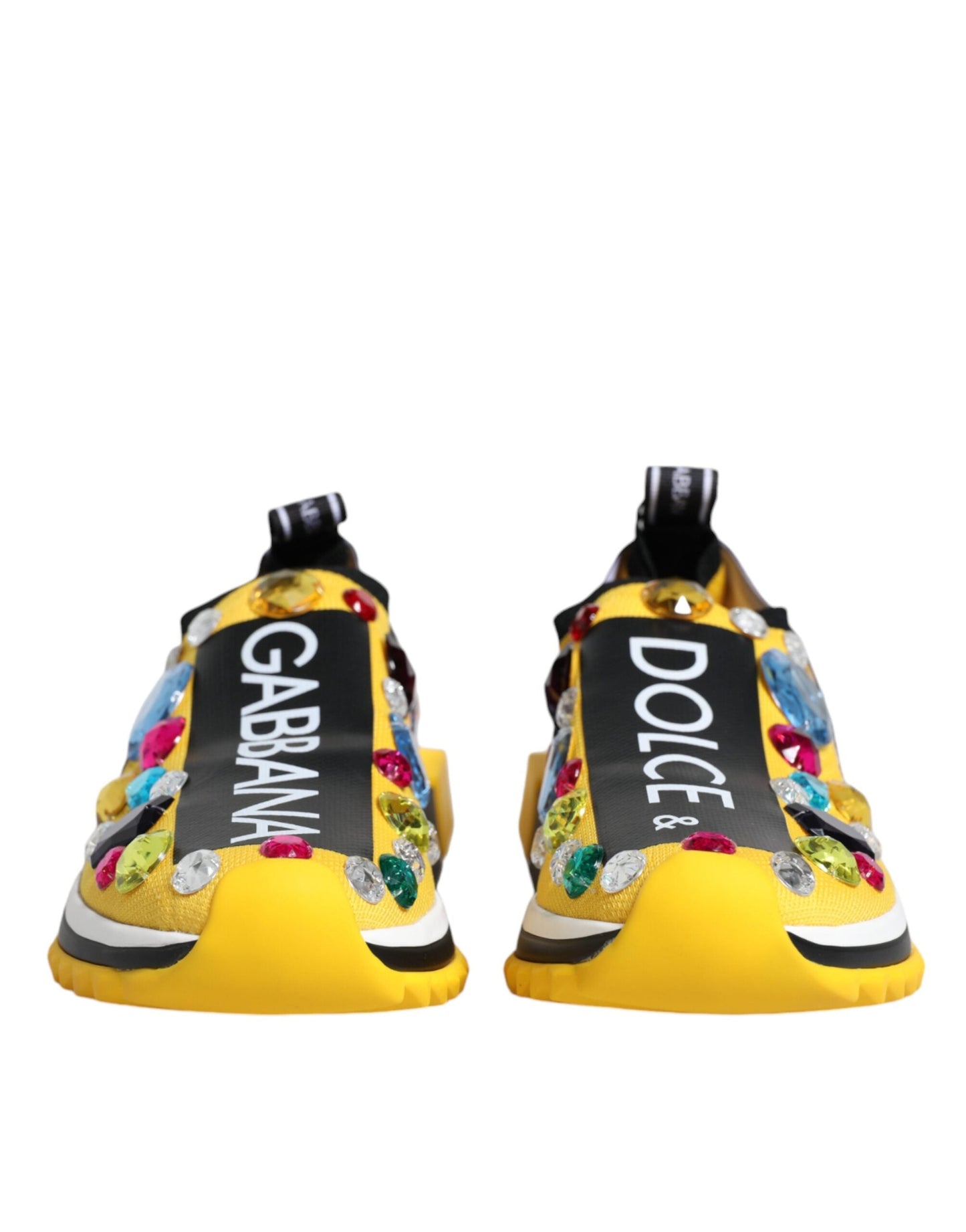 Dolce & Gabbana Yellow Sorrento Crystals Low Top Sneakers Women's Shoes