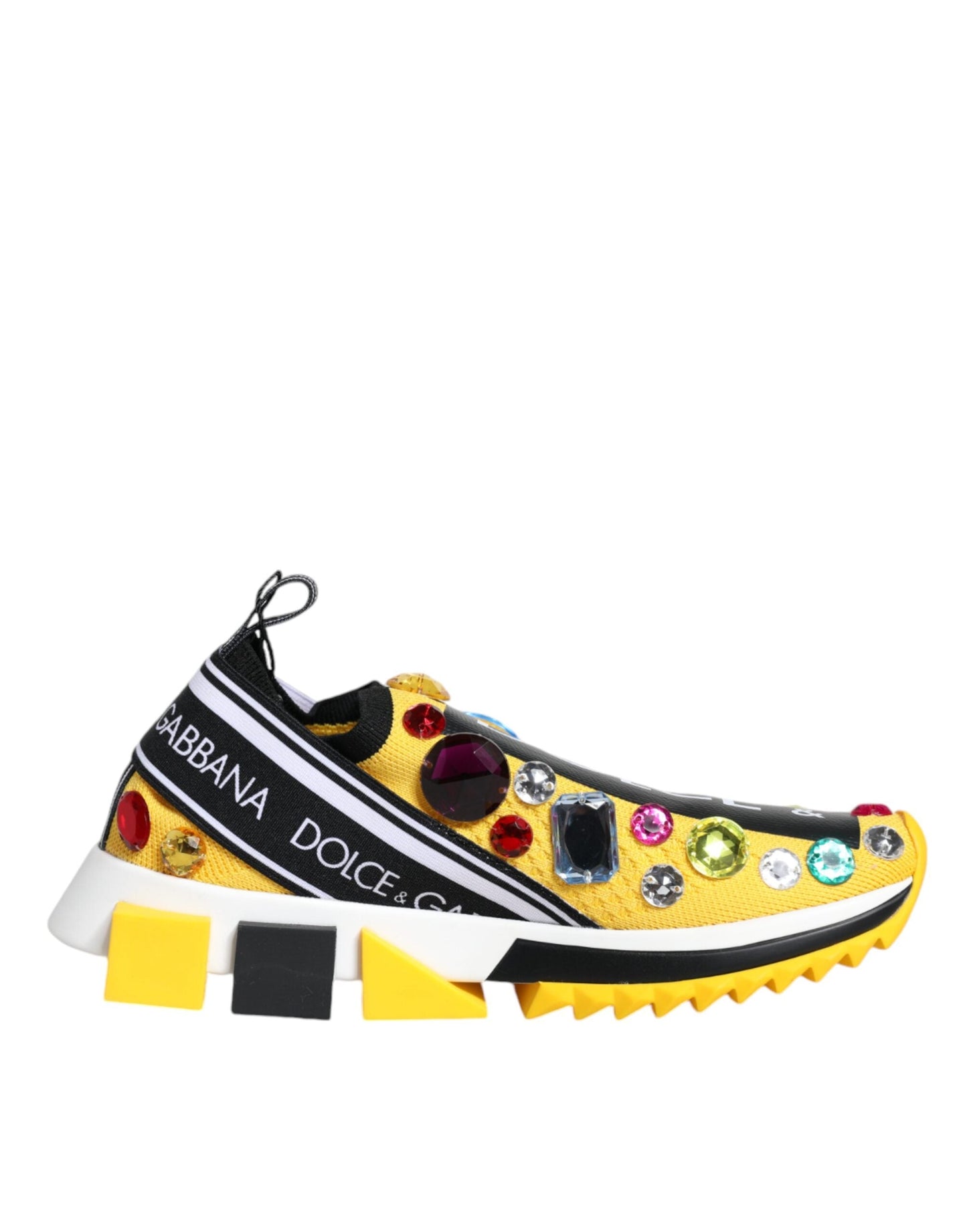 Dolce & Gabbana Yellow Sorrento Crystals Low Top Sneakers Women's Shoes