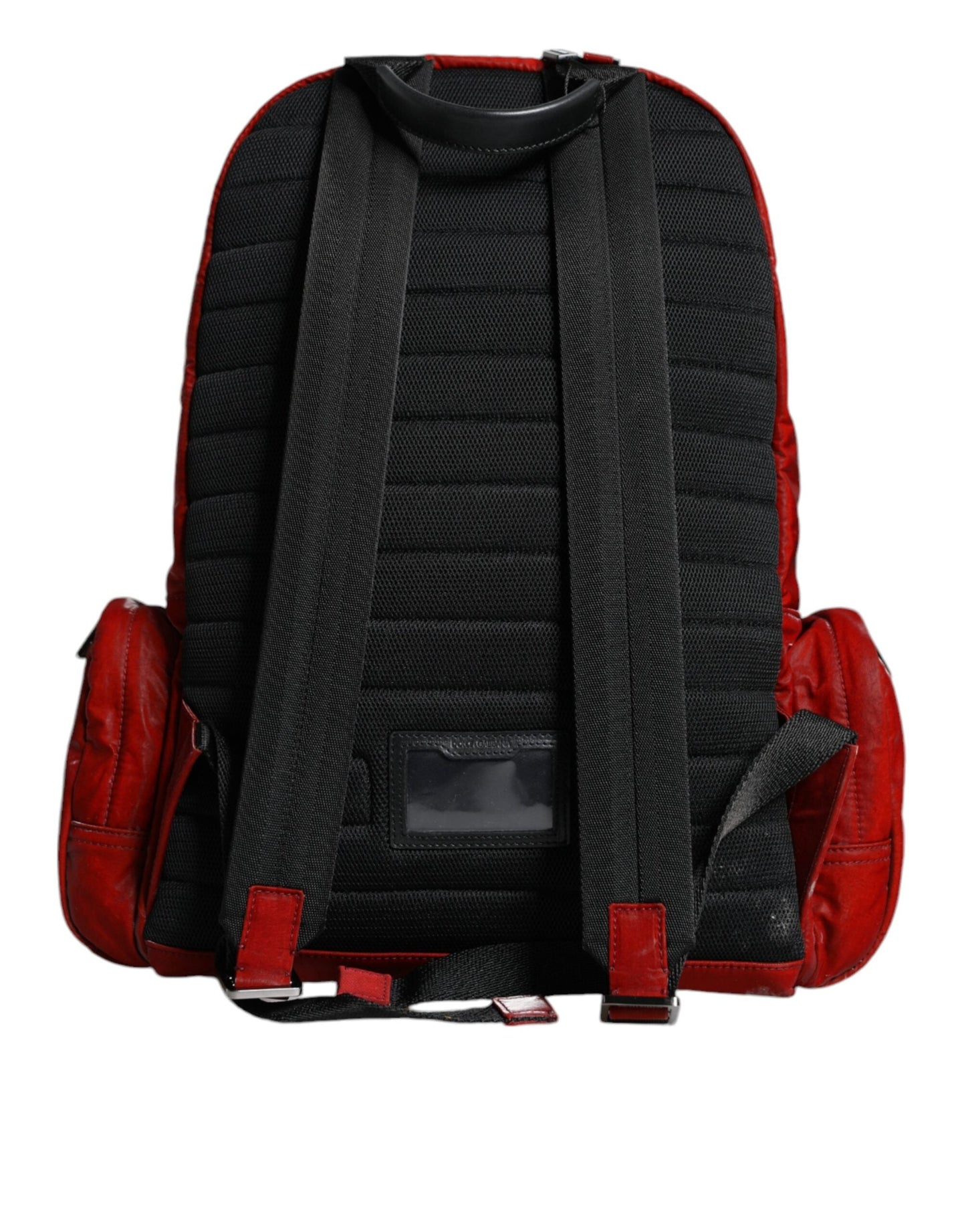 Dolce & Gabbana Red Patent Leather Logo Plaque Backpack Men's Bag