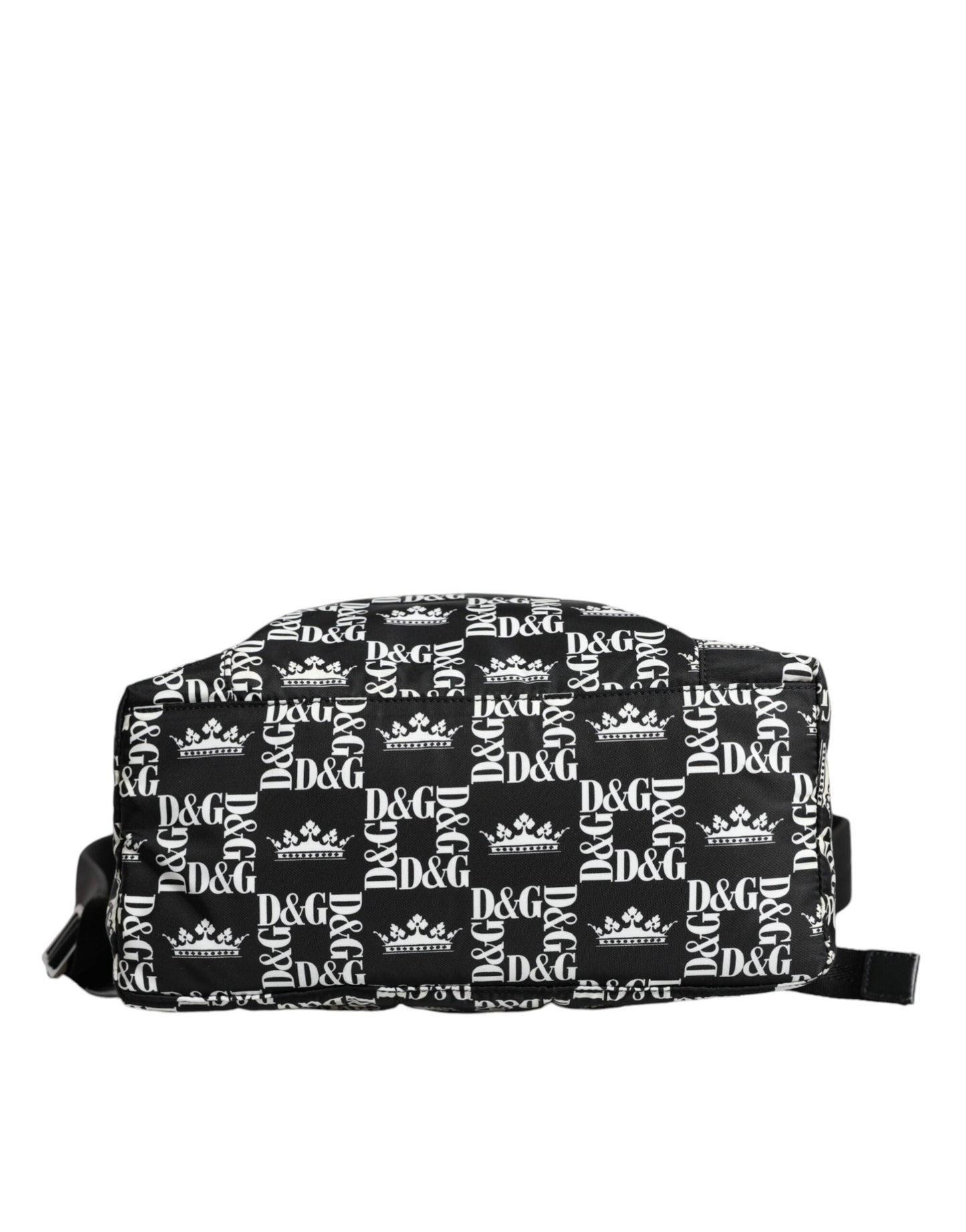 Dolce & Gabbana Black White DG Crown Logo Nylon Backpack Men's Bag