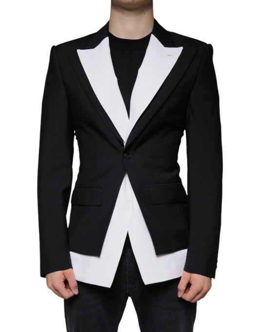 Dolce & Gabbana Black White Single Breasted Dress Men's Blazer