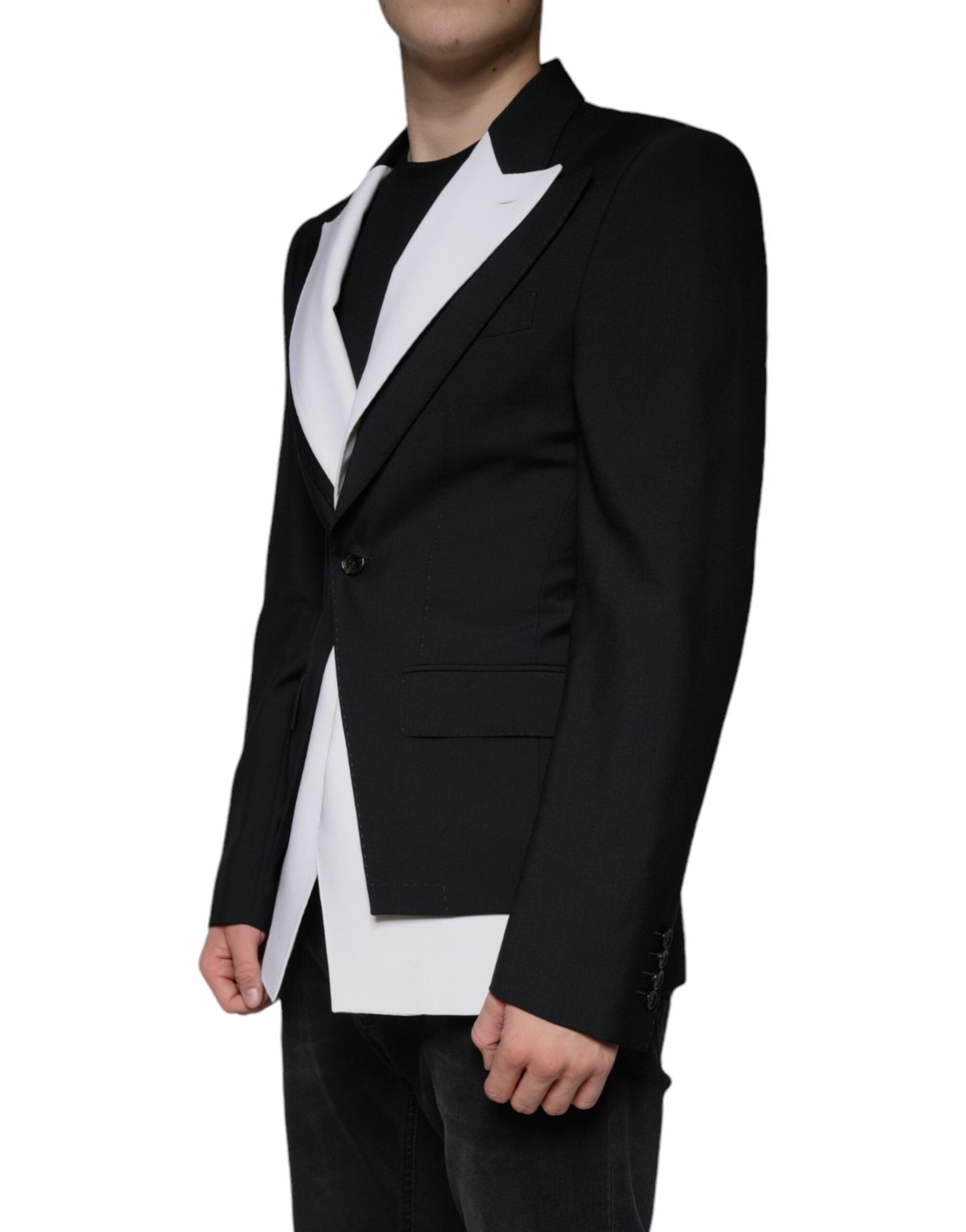 Dolce & Gabbana Black White Single Breasted Dress Men's Blazer