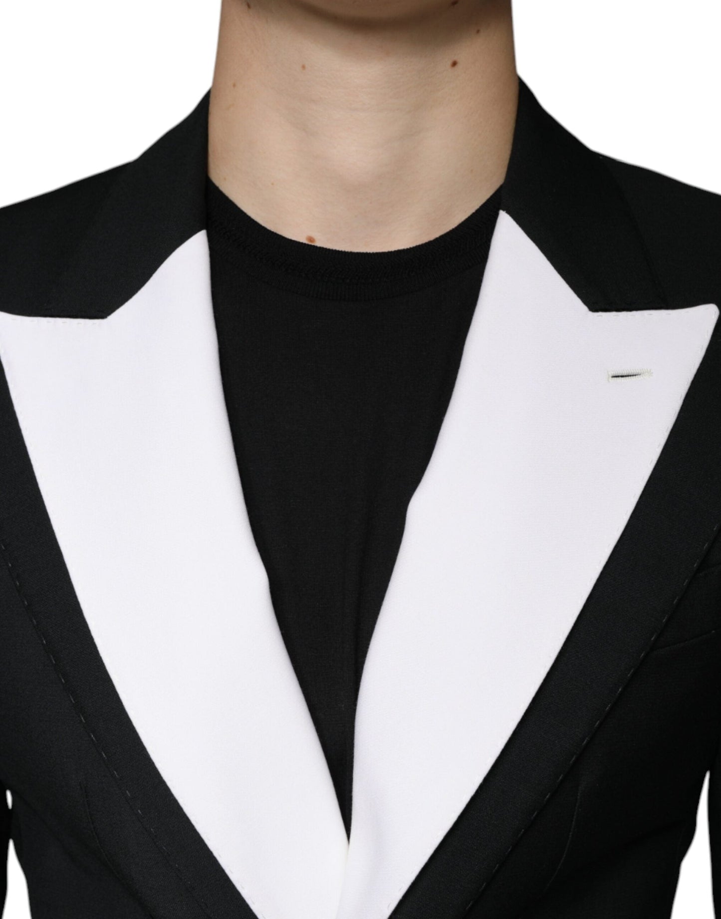 Dolce & Gabbana Black White Single Breasted Dress Men's Blazer