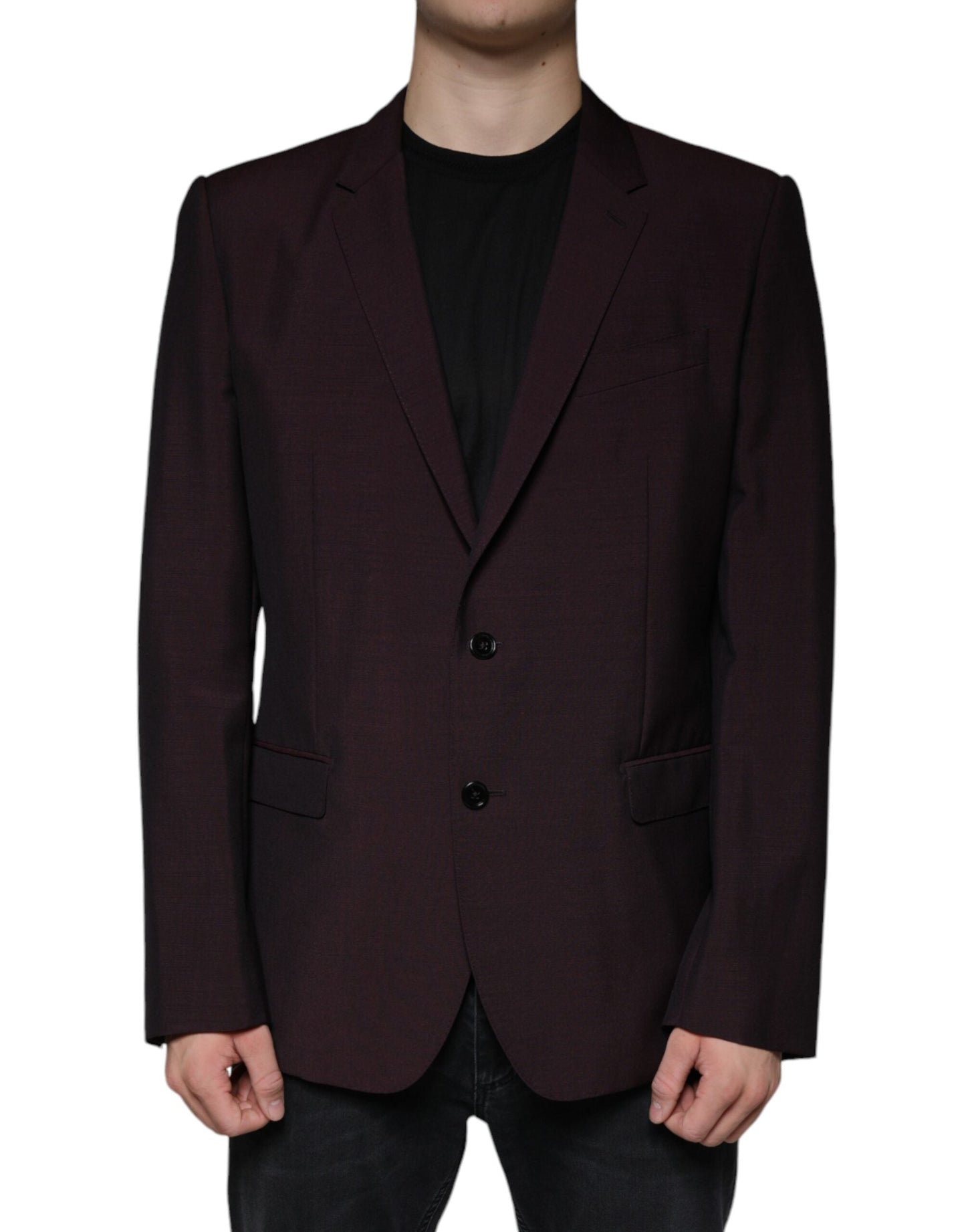 Dolce & Gabbana Bordeaux Wool Single Breasted Dress Men's Blazer