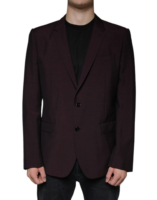 Dolce & Gabbana Bordeaux Wool Single Breasted Dress Men's Blazer