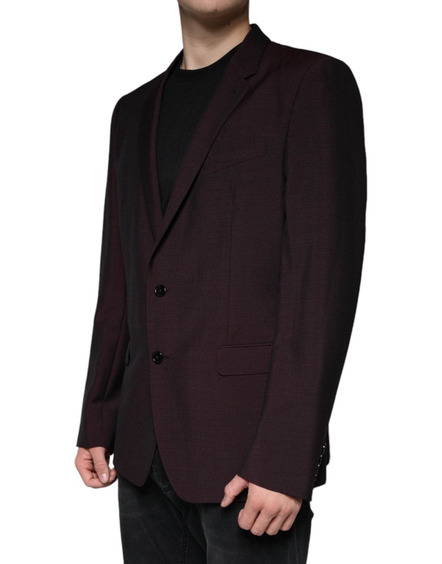 Dolce & Gabbana Bordeaux Wool Single Breasted Dress Men's Blazer