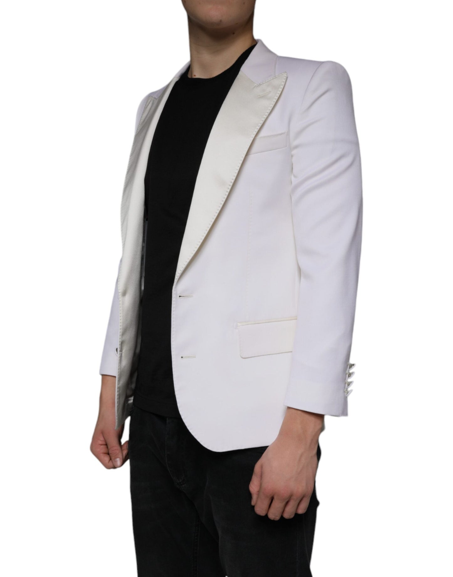 Dolce & Gabbana Off White Wool Single Breasted Dress Men's Blazer