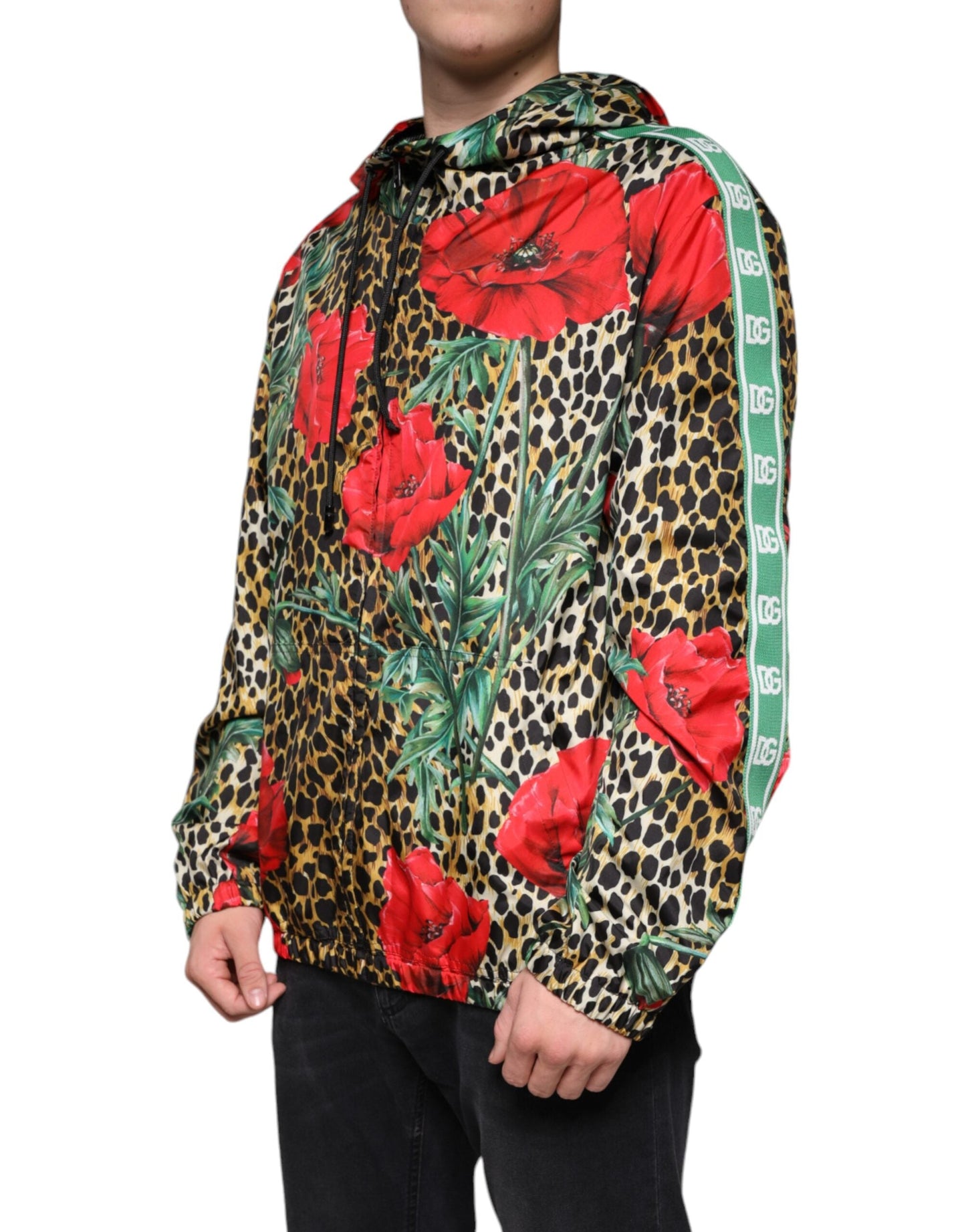 Dolce & Gabbana Multicolor Leopard Floral Hooded Men's Jacket ()