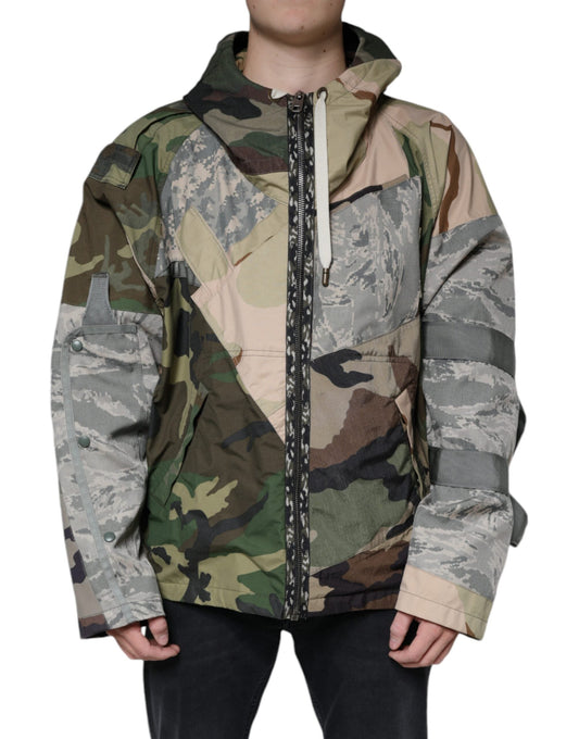 Dolce & Gabbana Multicolor Camouflage Full Zip Hooded Men's Jacket ()