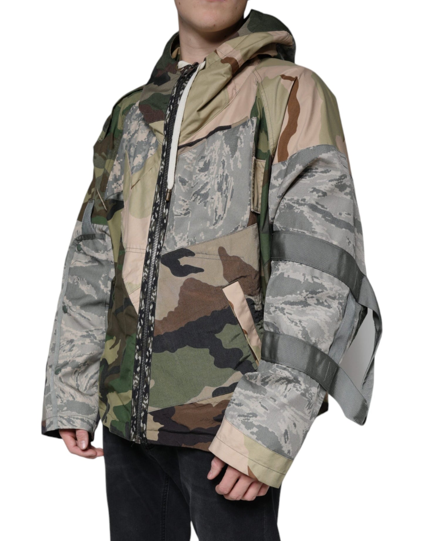 Dolce & Gabbana Multicolor Camouflage Full Zip Hooded Men's Jacket ()