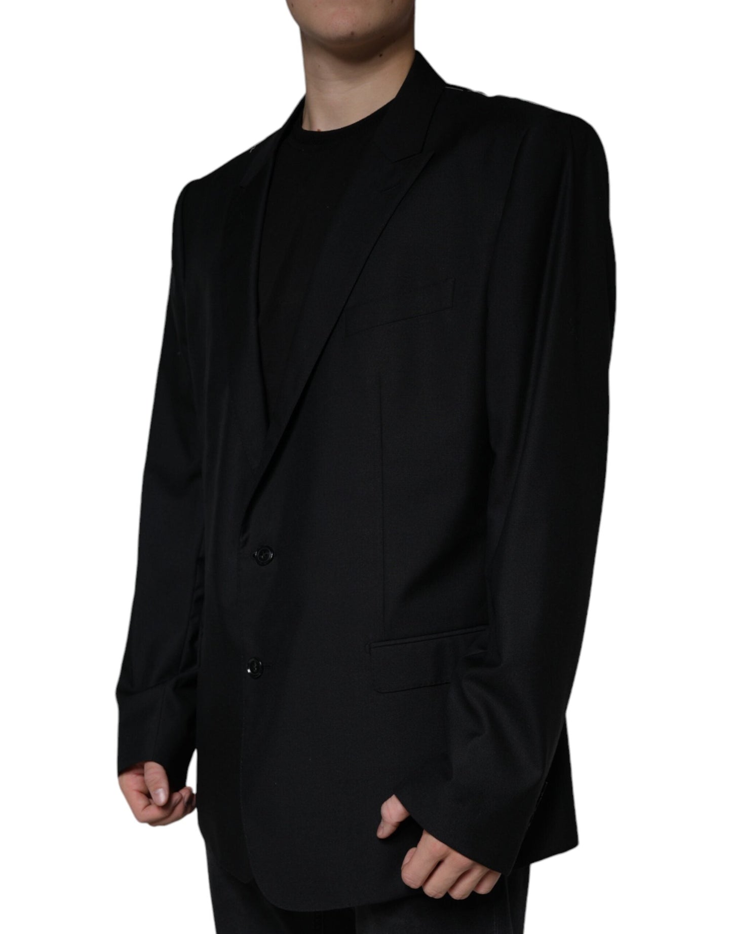 Dolce & Gabbana Black Wool Single Breasted Men Coat Men's Blazer ()