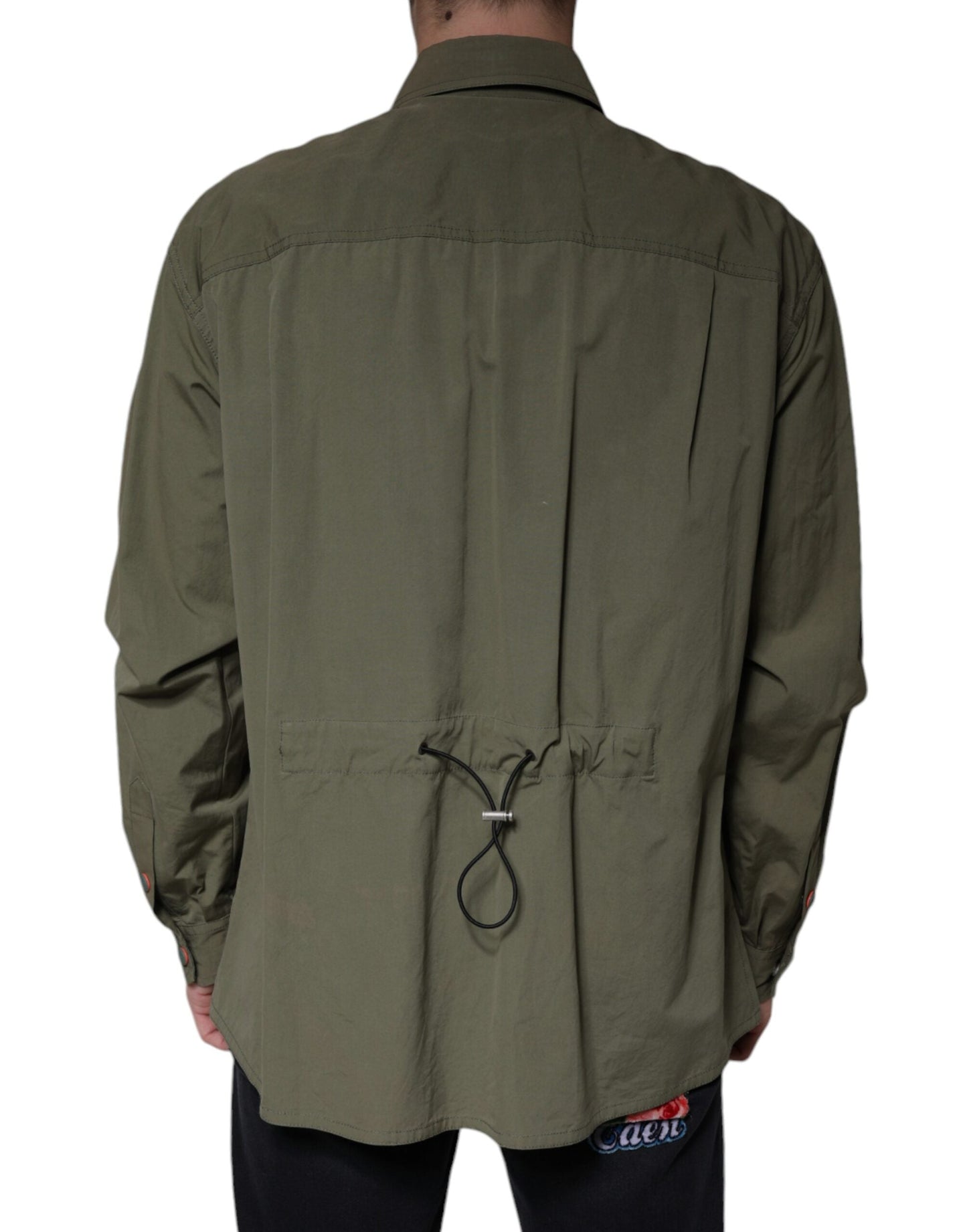 Dolce & Gabbana Military Green Cotton Bend Collared Coat Men's Jacket ()