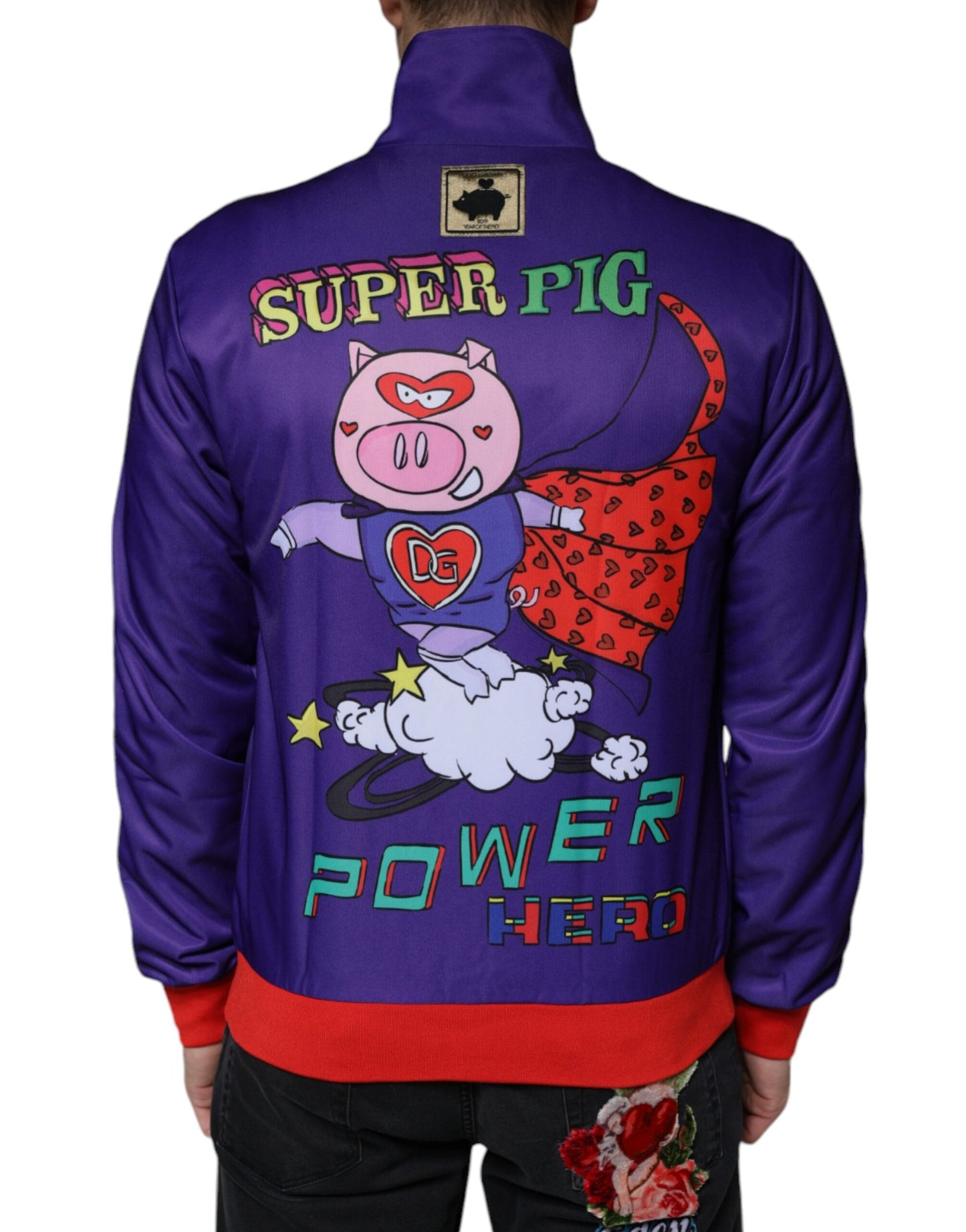 Dolce & Gabbana Purple YEAR OF THE PIG Full Zip Bomber Men's Jacket ()