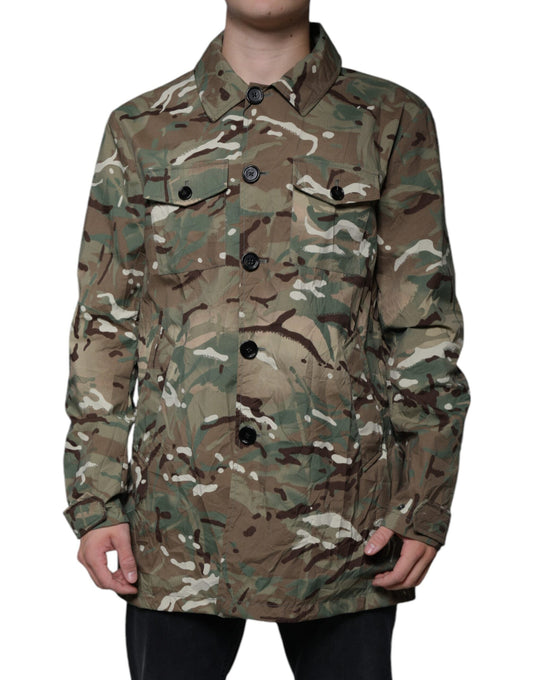 Dolce & Gabbana Multicolor Camouflage Collared Coat Men's Jacket ()
