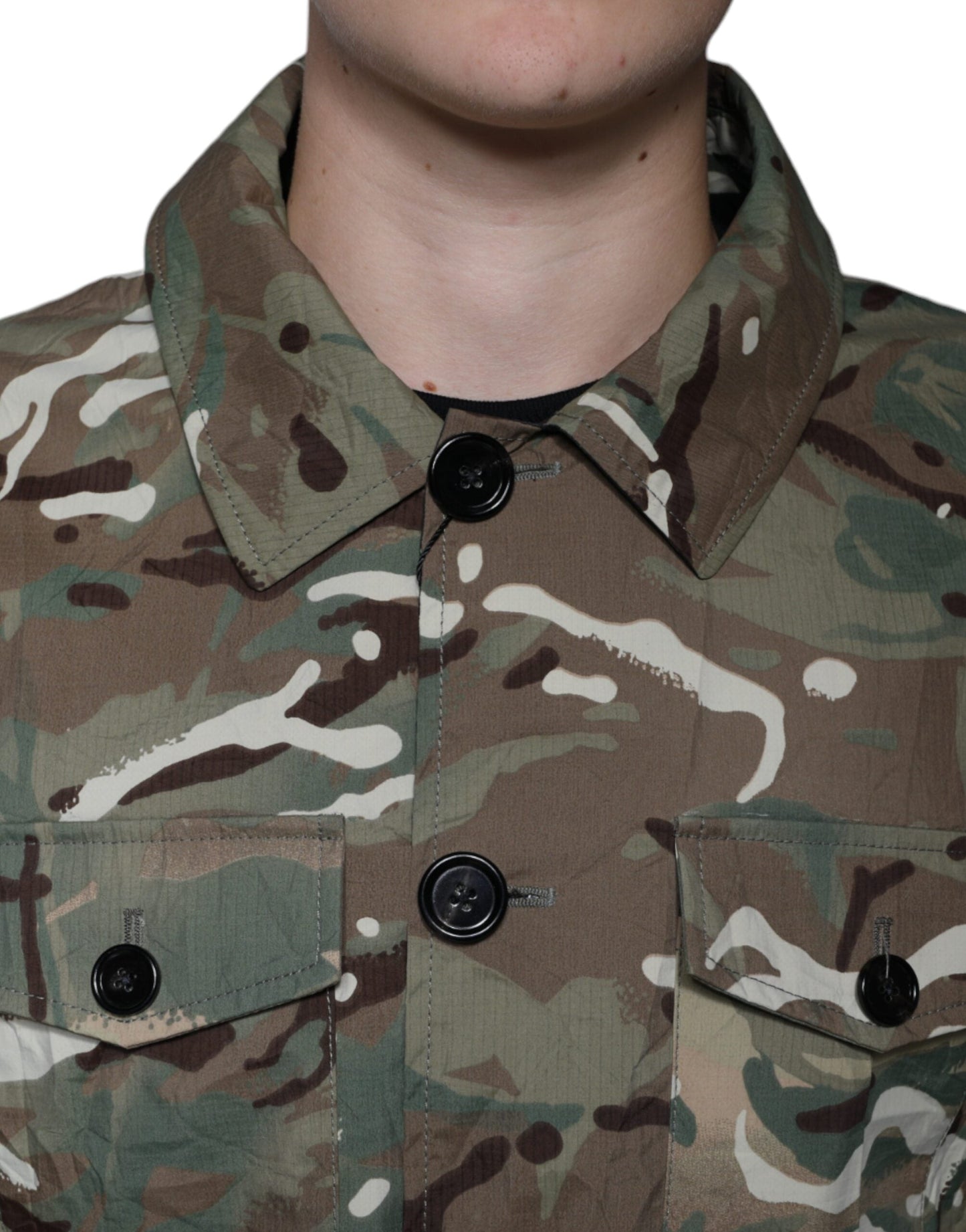 Dolce & Gabbana Multicolor Camouflage Collared Coat Men's Jacket ()