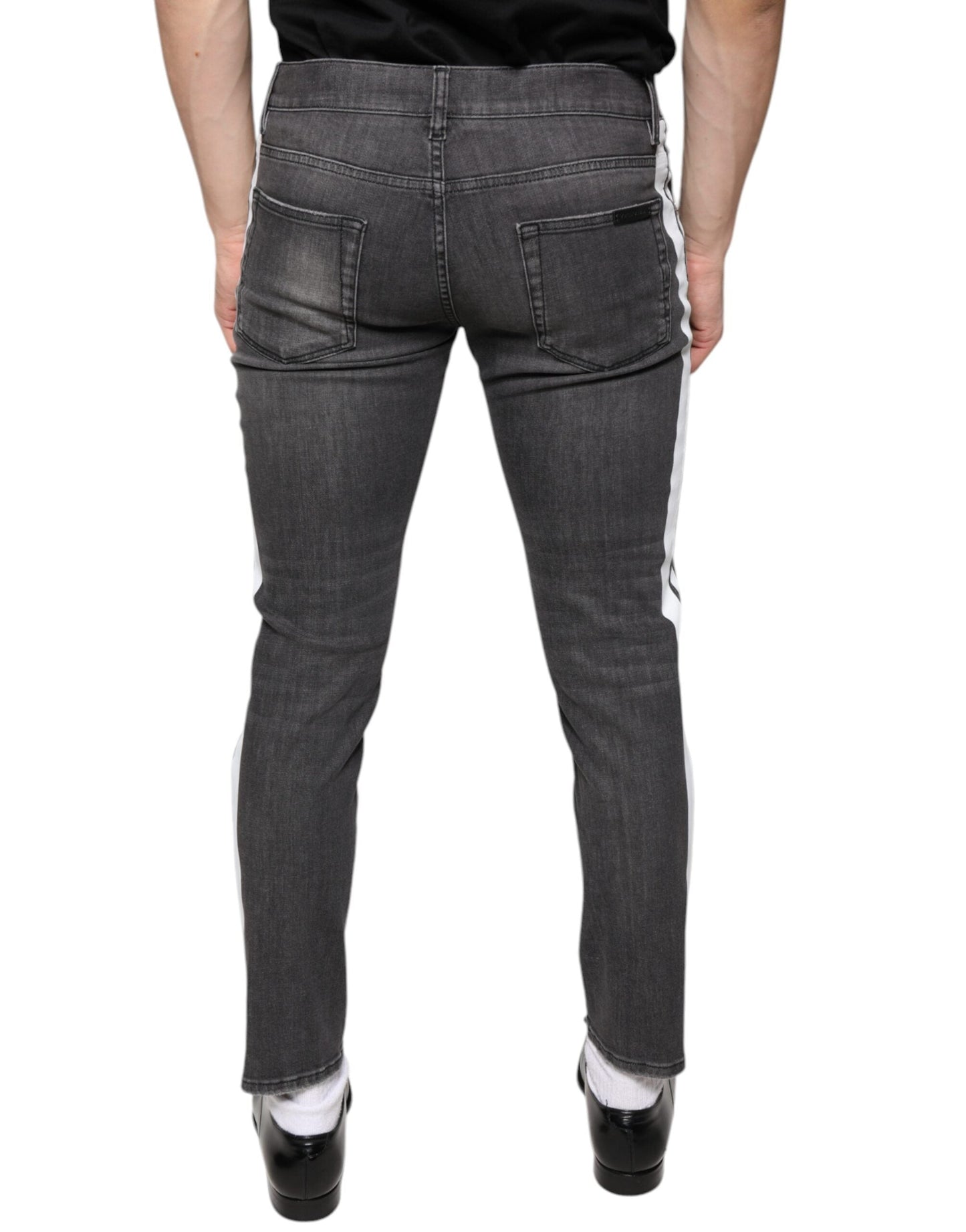 Dolce & Gabbana Black Tattered Cotton Skinny Men Denim Men's Jeans ()