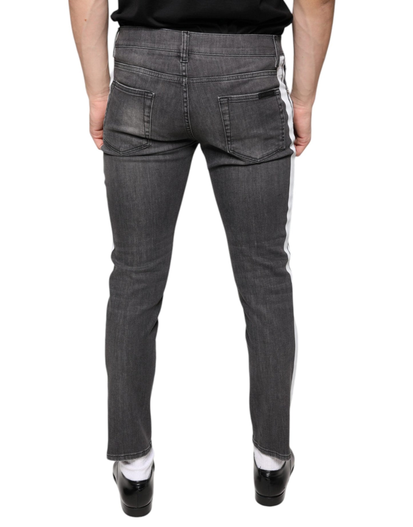 Dolce & Gabbana Black Tattered Cotton Skinny Men Denim Men's Jeans ()
