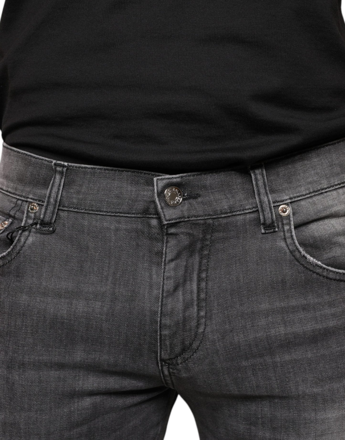 Dolce & Gabbana Black Tattered Cotton Skinny Men Denim Men's Jeans ()