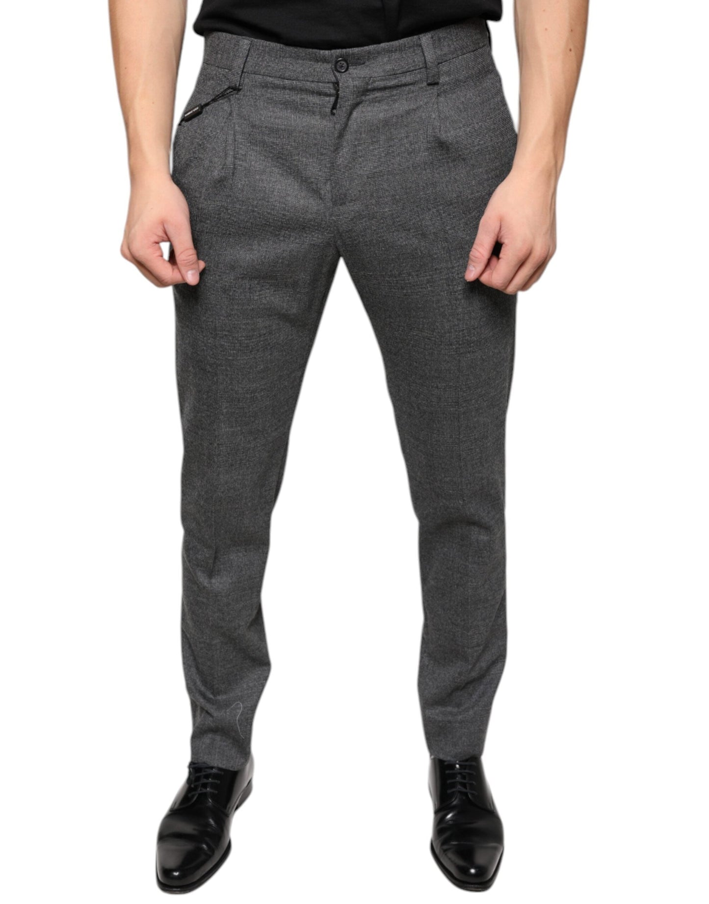 Dolce & Gabbana Gray Check Tartan Wool Skinny Men's Pants