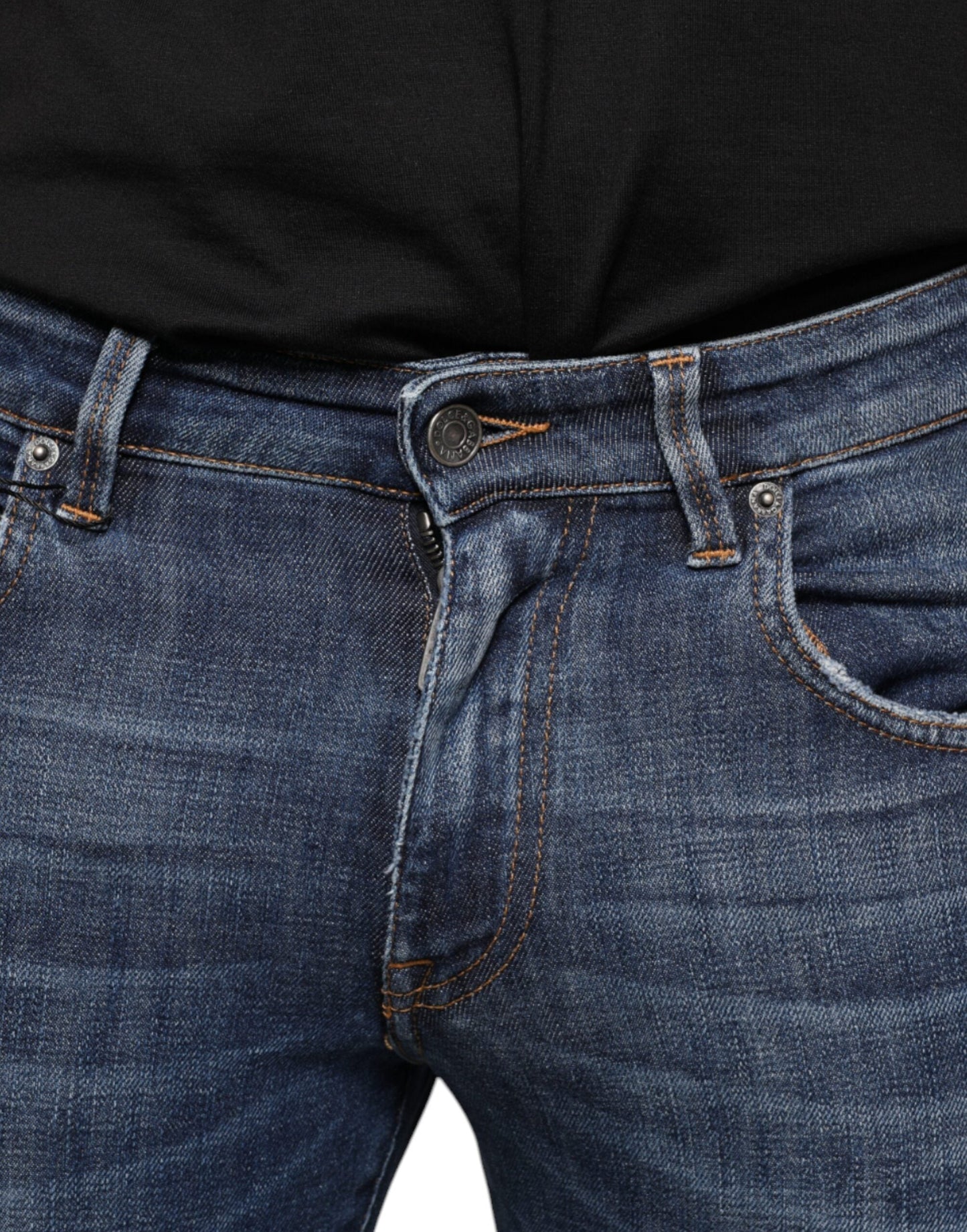 Dolce & Gabbana Dark Blue Washed Cotton Skinny Denim Men's Jeans