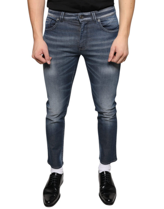 Dolce & Gabbana Dark Blue Washed Cotton Skinny Denim Men's Jeans