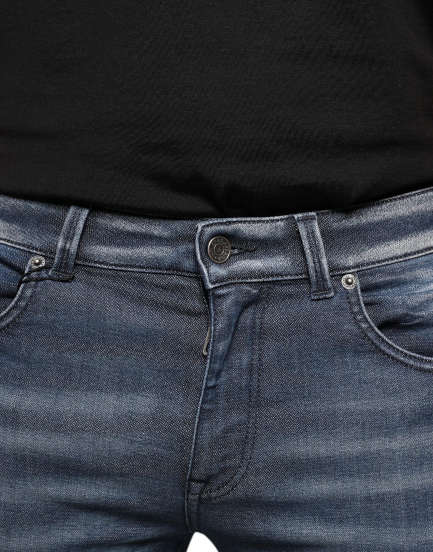 Dolce & Gabbana Dark Blue Washed Cotton Skinny Denim Men's Jeans