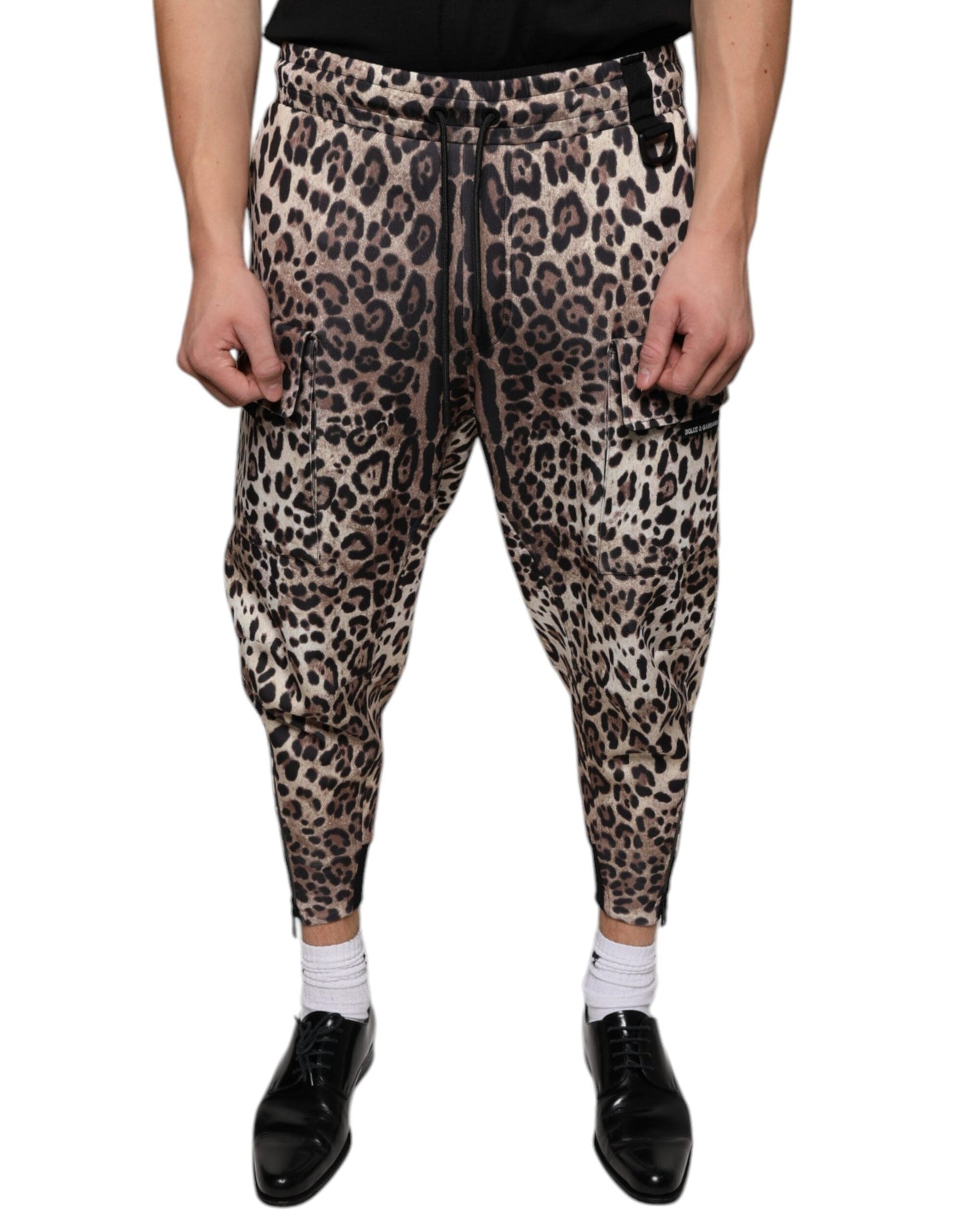 Dolce & Gabbana Brown Leopard Polyester Jogger Men's Pants