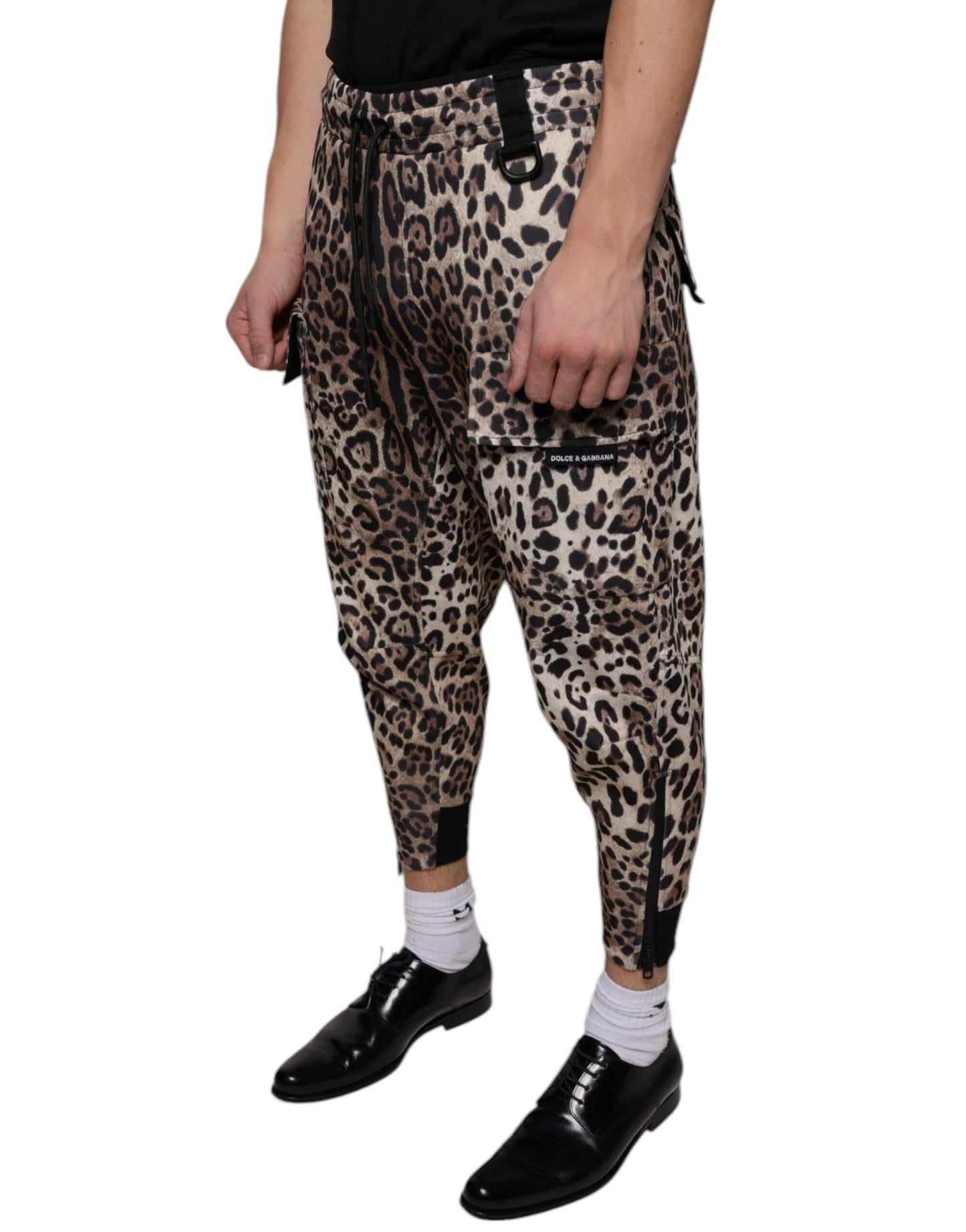 Dolce & Gabbana Brown Leopard Polyester Jogger Men's Pants