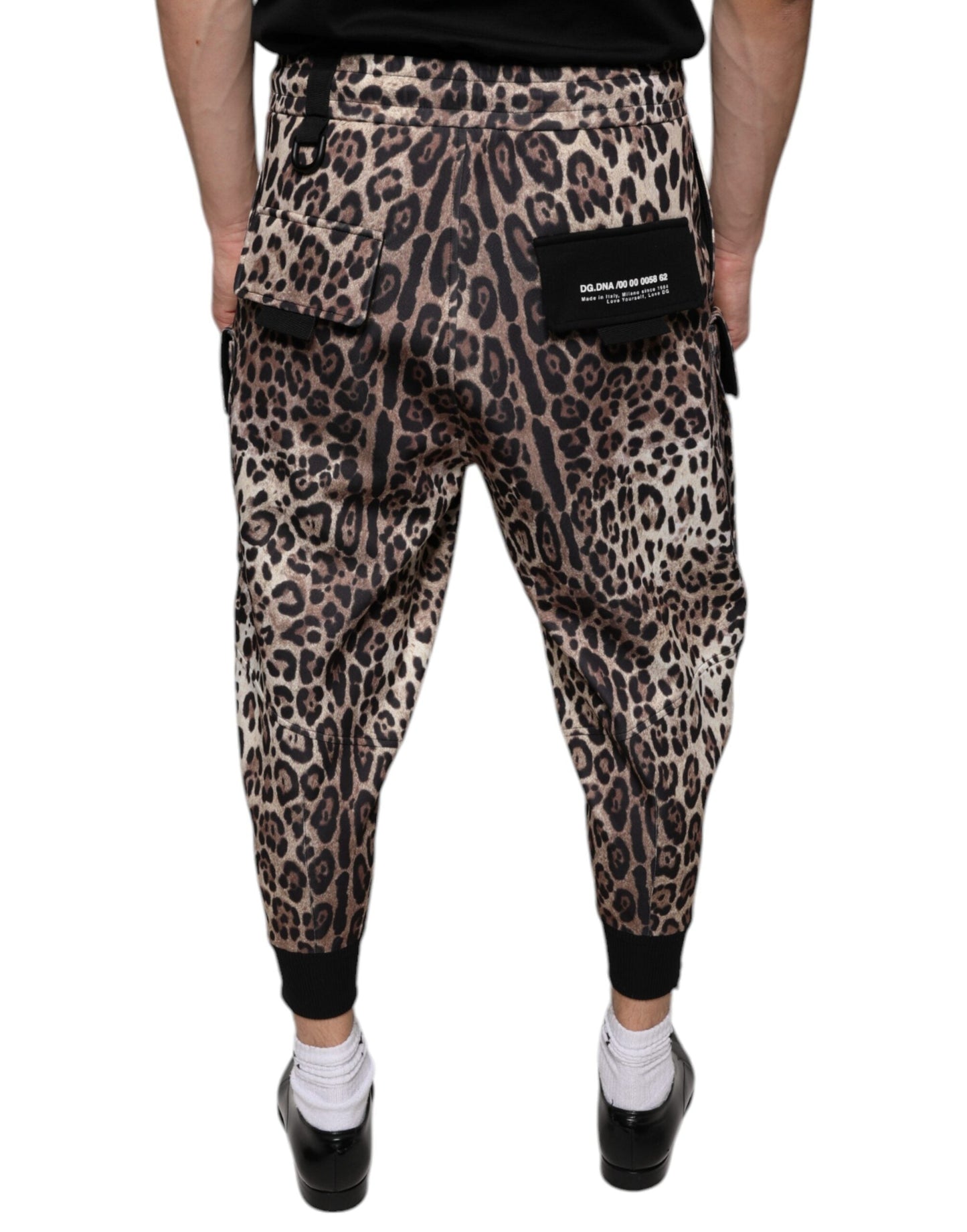 Dolce & Gabbana Brown Leopard Polyester Jogger Men's Pants