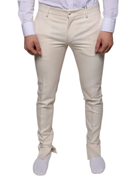 Dolce & Gabbana Off White Chino Wool Skinny Men's Pants
