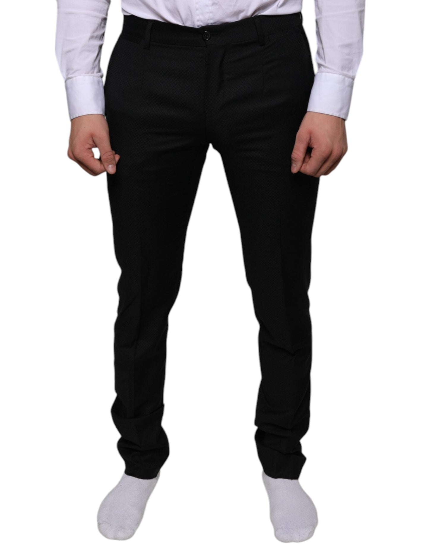 Dolce & Gabbana Black Wool Skinny Dress Formal Men's Pants