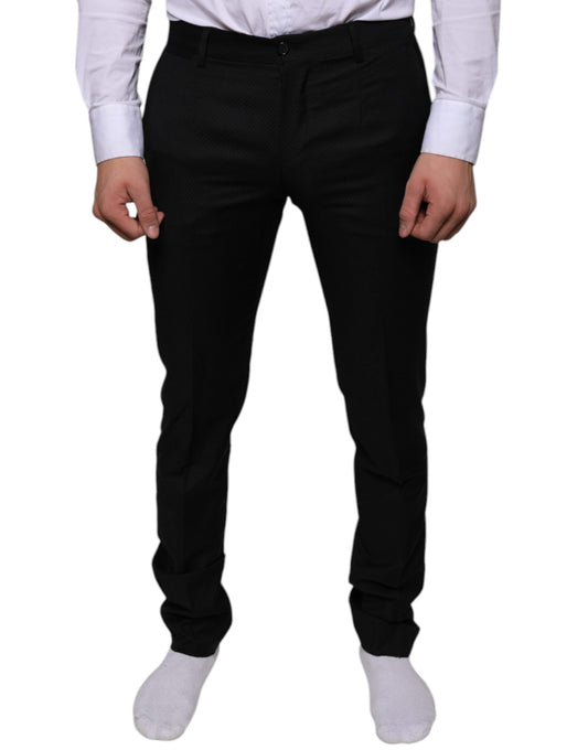 Dolce & Gabbana Black Wool Skinny Dress Formal Men's Pants