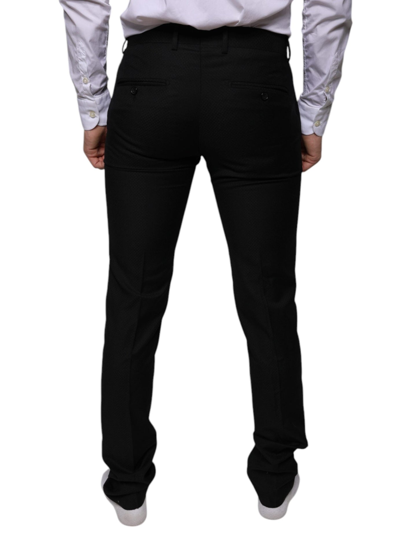 Dolce & Gabbana Black Wool Skinny Dress Formal Men's Pants