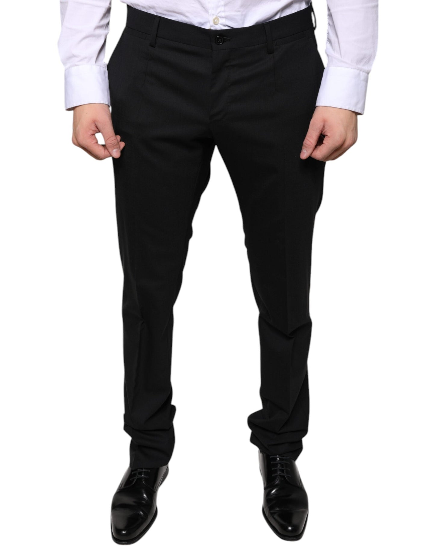 Dolce & Gabbana Black Wool Skinny Dress Formal Men's Pants