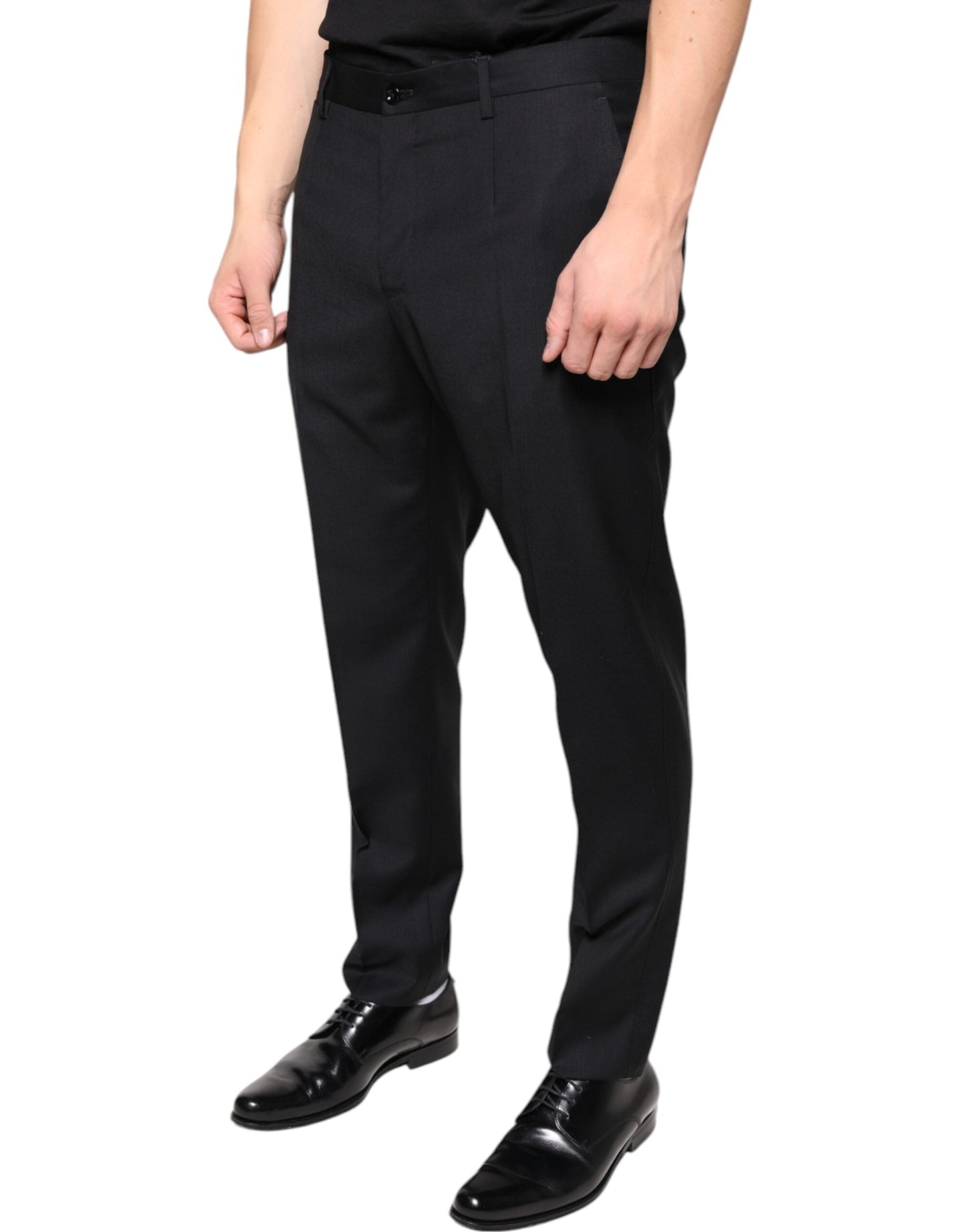 Dolce & Gabbana Black Wool Skinny Men Dress Men's Pants