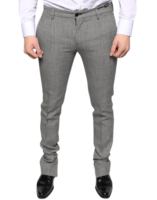 Dolce & Gabbana Gray Check Tartan Wool Skinny Men's Pants