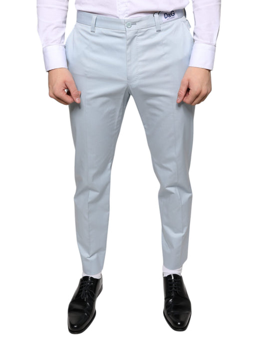 Dolce & Gabbana Light Blue Cotton Dress Men's Pants