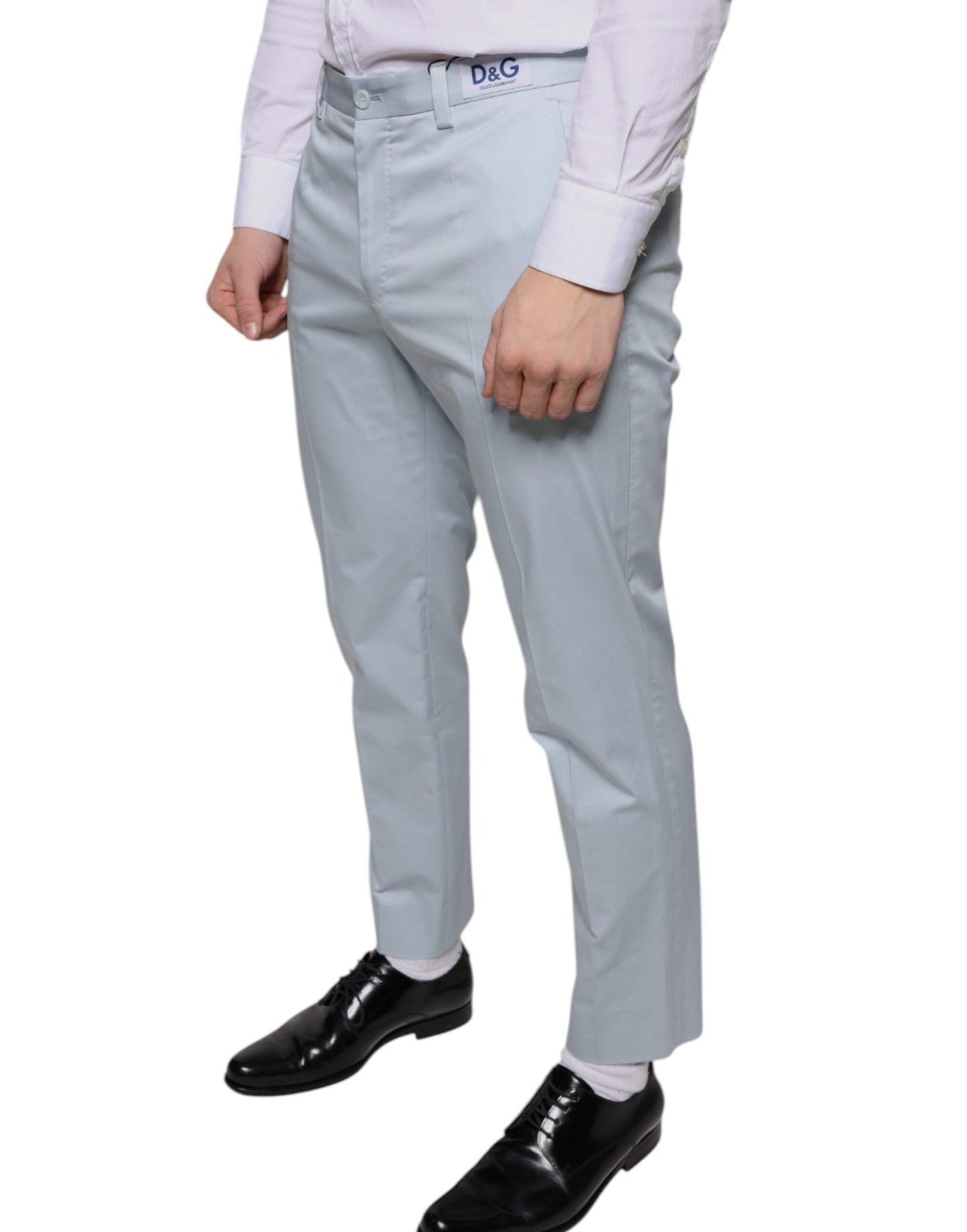 Dolce & Gabbana Light Blue Cotton Dress Men's Pants