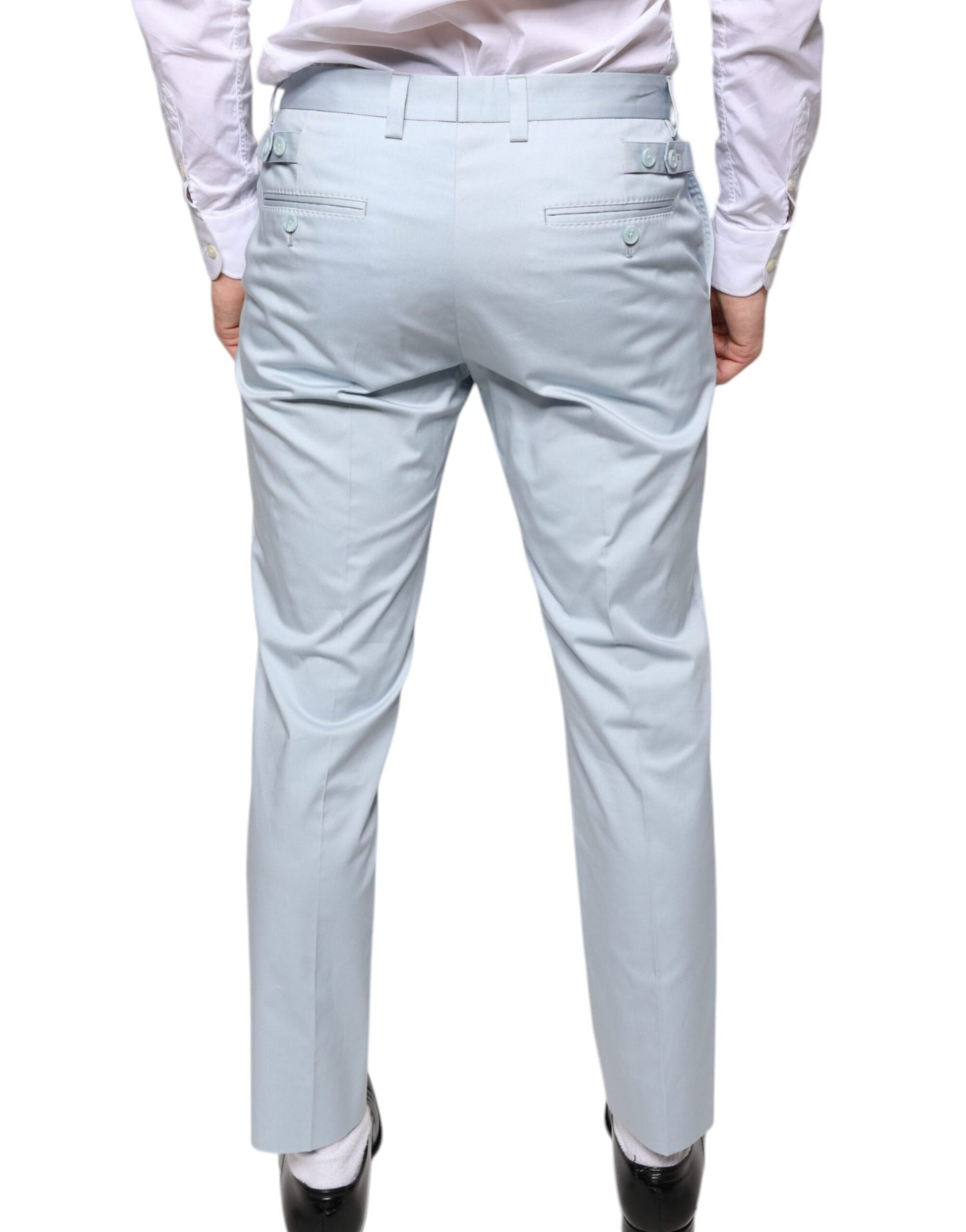 Dolce & Gabbana Light Blue Cotton Dress Men's Pants
