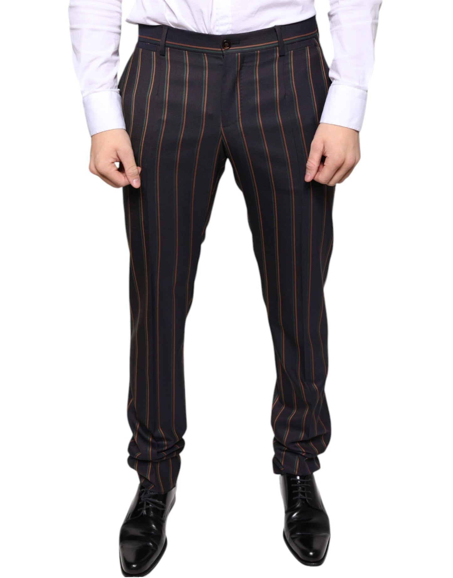 Dolce & Gabbana Brown Stripes Skinny Men Dress Men's Pants