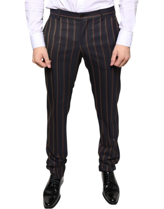 Dolce & Gabbana Brown Stripes Skinny Men Dress Men's Pants