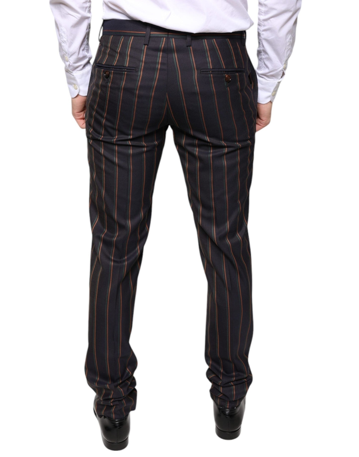 Dolce & Gabbana Brown Stripes Skinny Men Dress Men's Pants