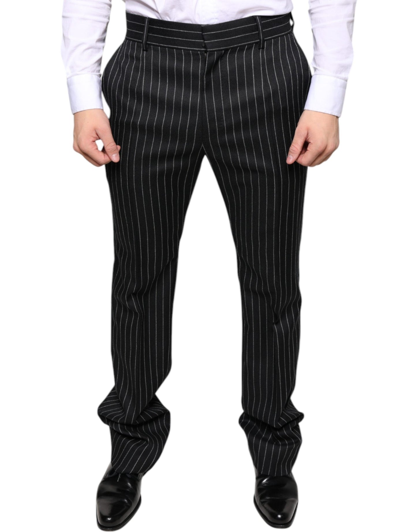Dolce & Gabbana Black Stripes Skinny Men Dress Men's Pants
