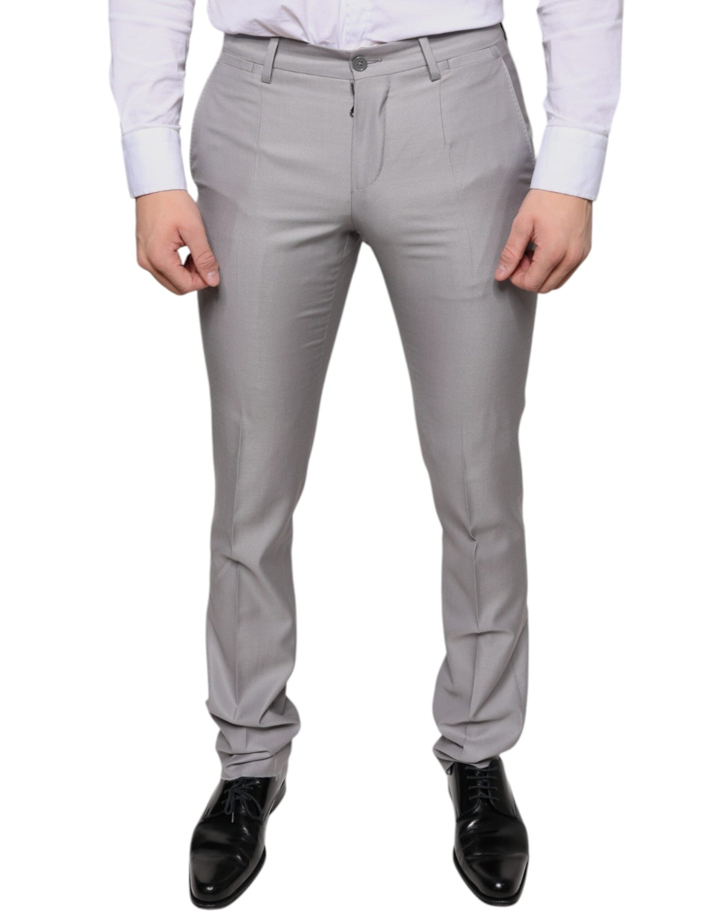 Dolce & Gabbana Light Gray Wool Dress Men's Pants